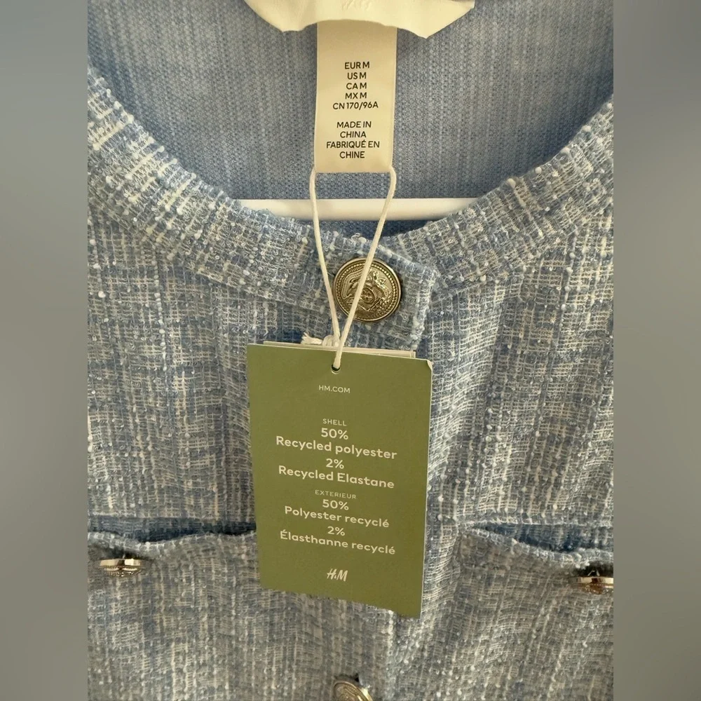 H&M Light Blue Textured Blazer - Picture 5 of 9